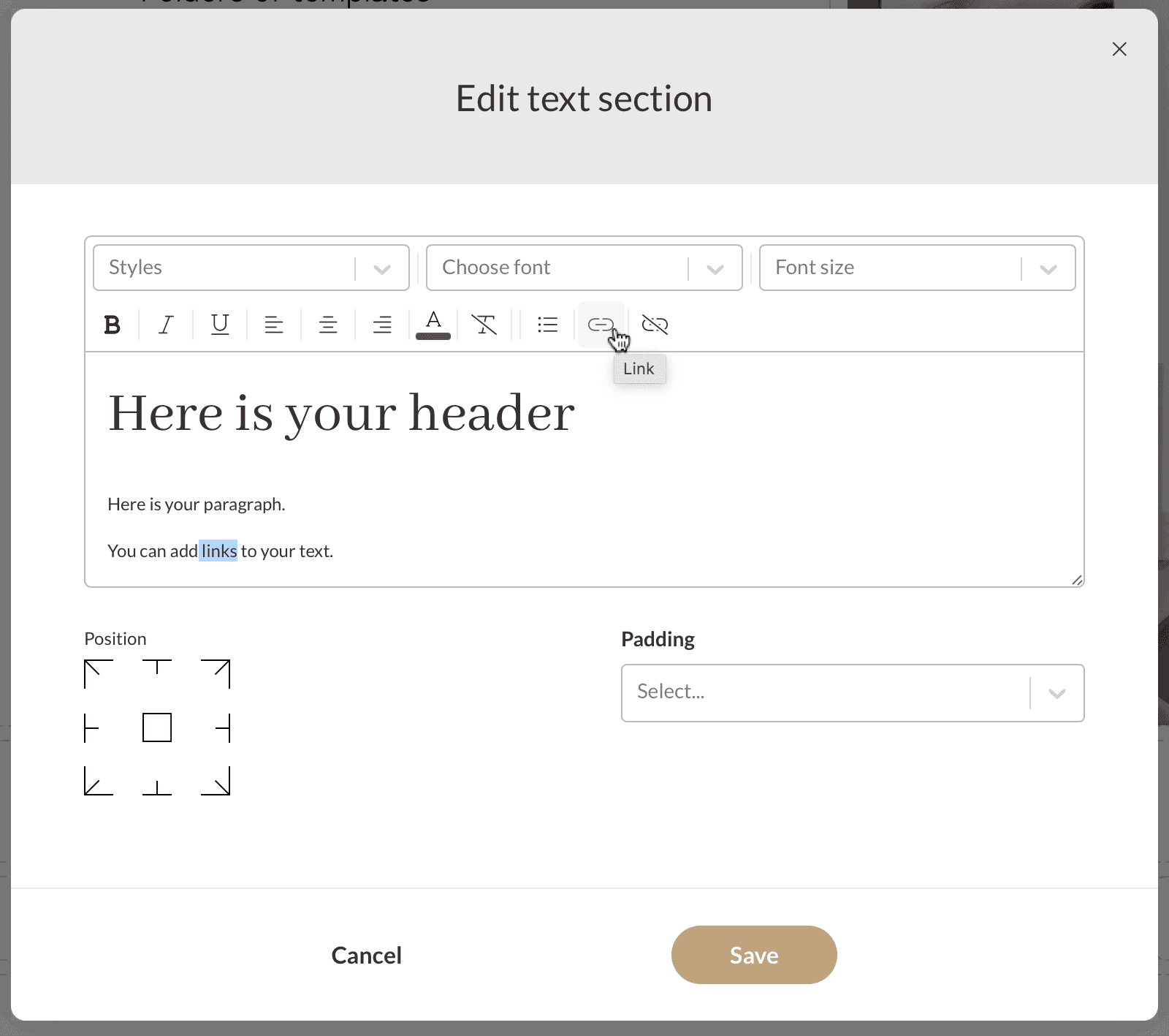 Adding Text in Design Mode in Kontainer