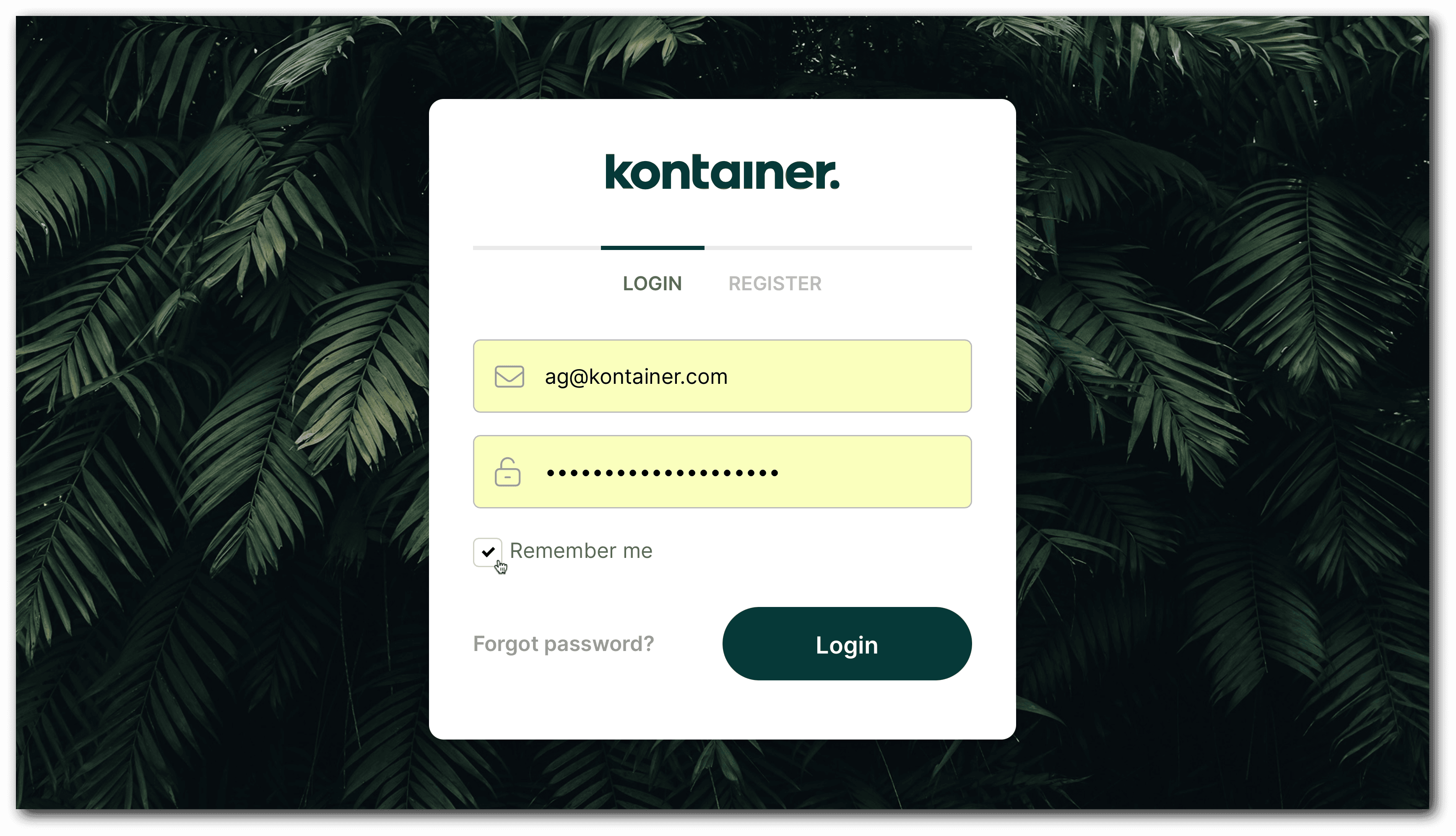 Kontainer Login Page