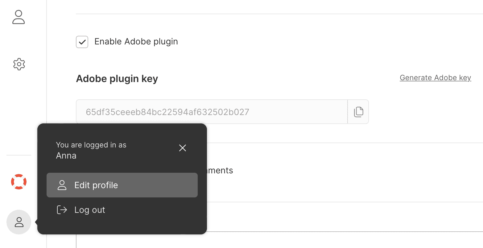 Activating Adobe plugin key in Kontainer