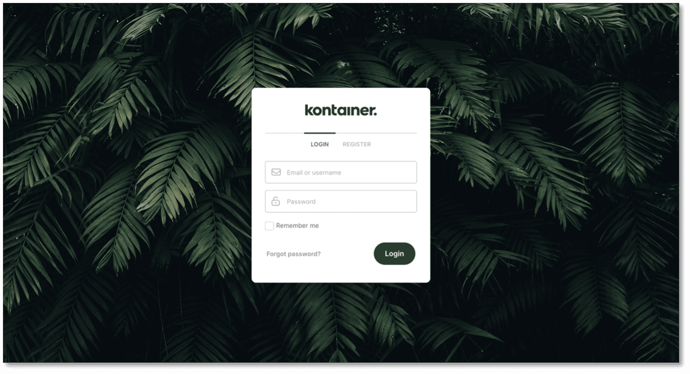 Kontainer Login Page