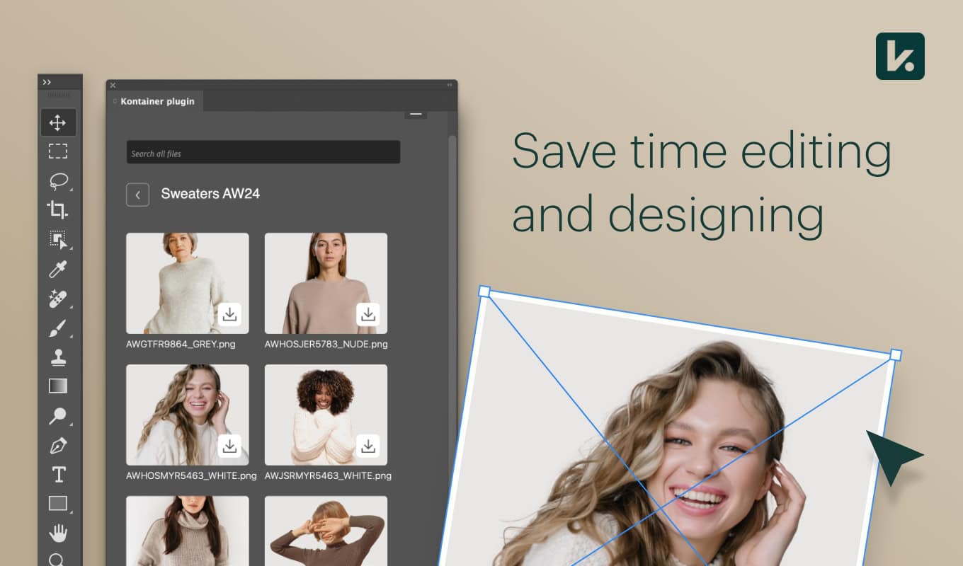 Using the Kontainer Adobe plugin to work with Kontainer images straight in Photoshop and InDesign