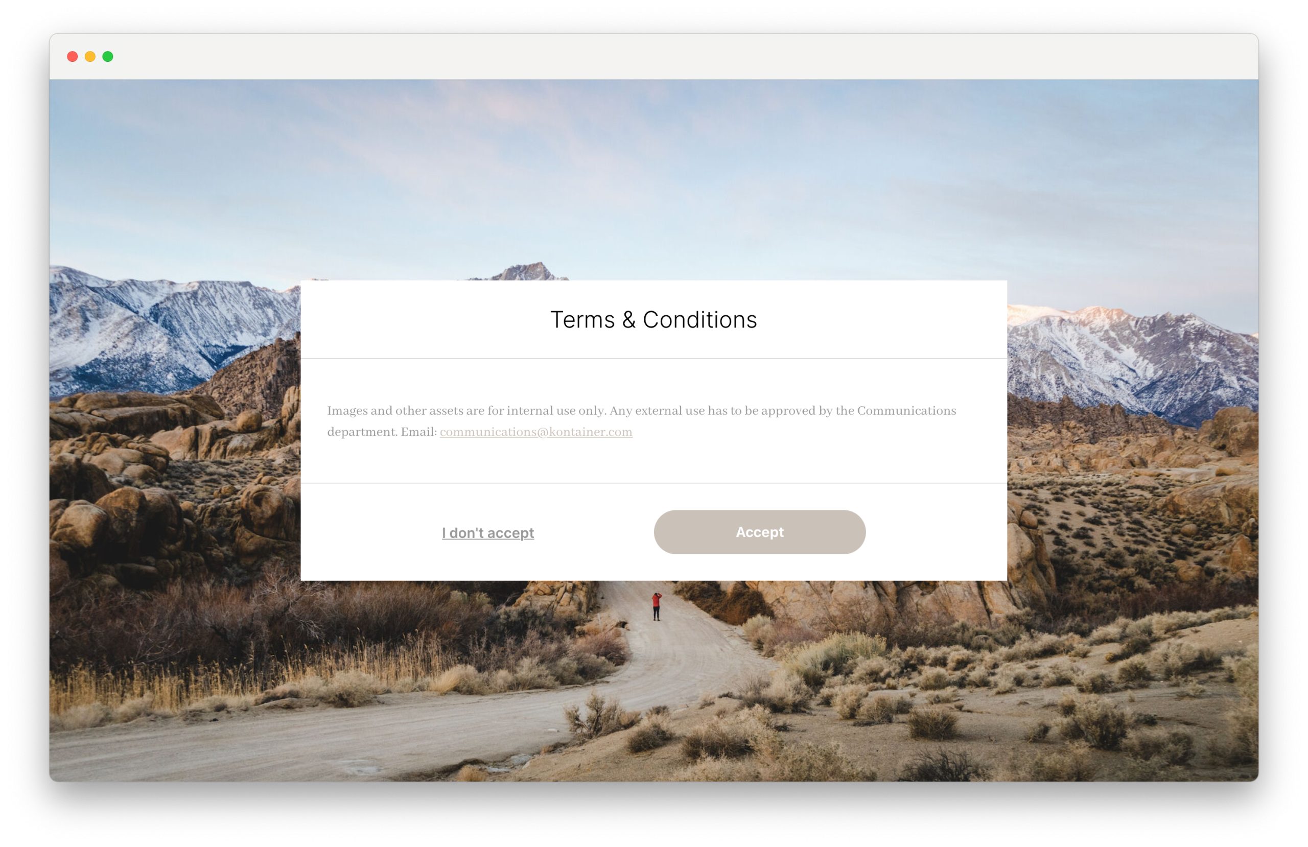Kontainer DAM & PIM: creating Terms and Conditions for access