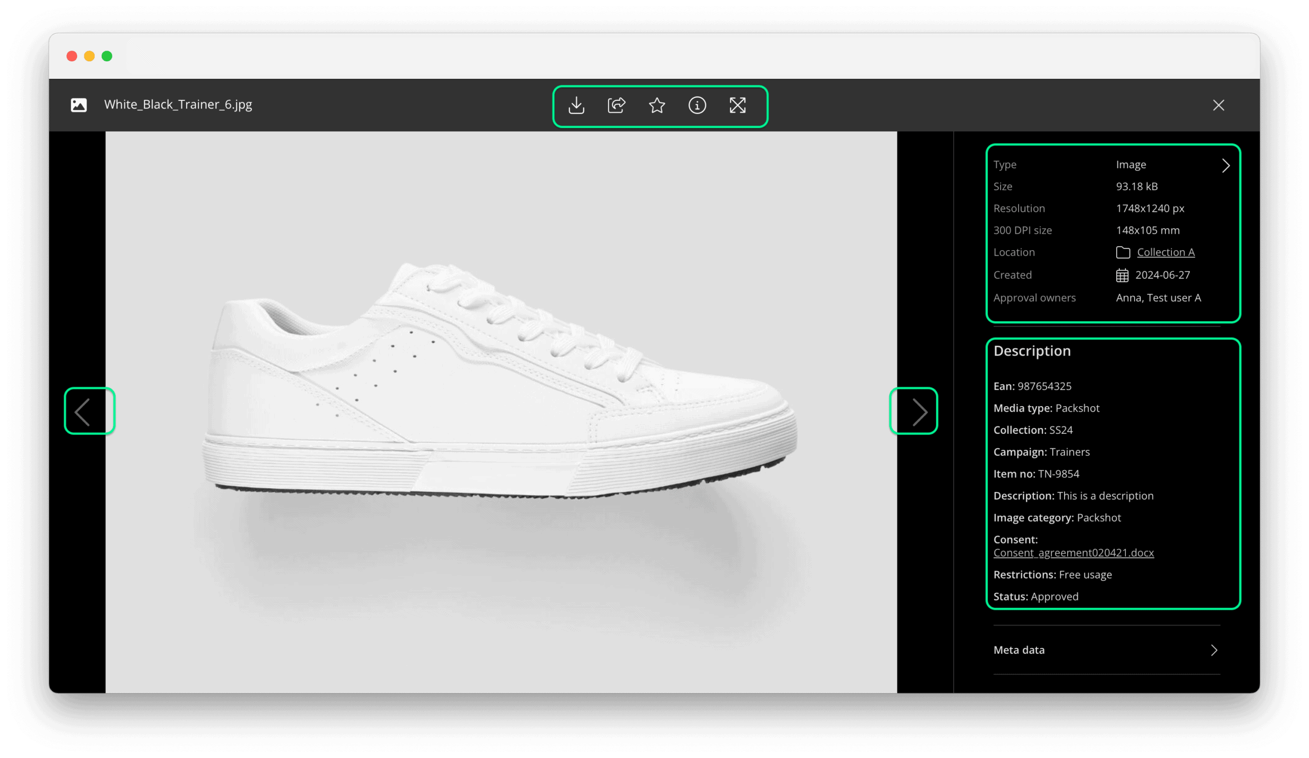 File options from gallery view in Kontainer DAM
