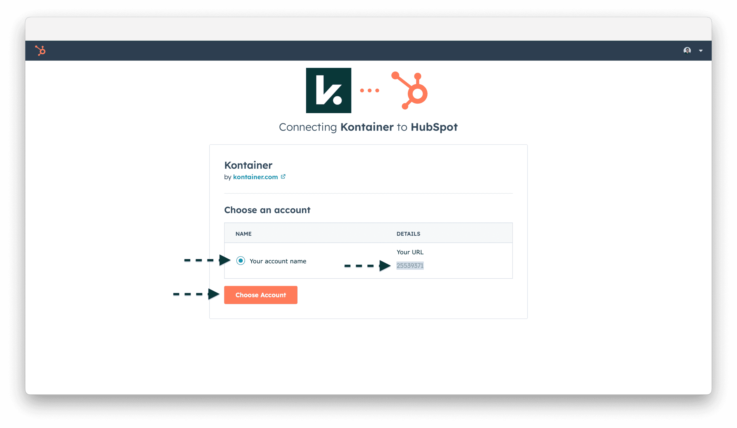 Activating Kontainer plugin in HubSpot