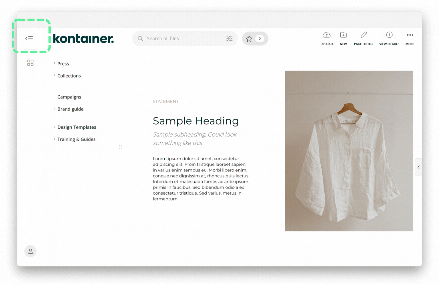 Kontainer hiding folder menu