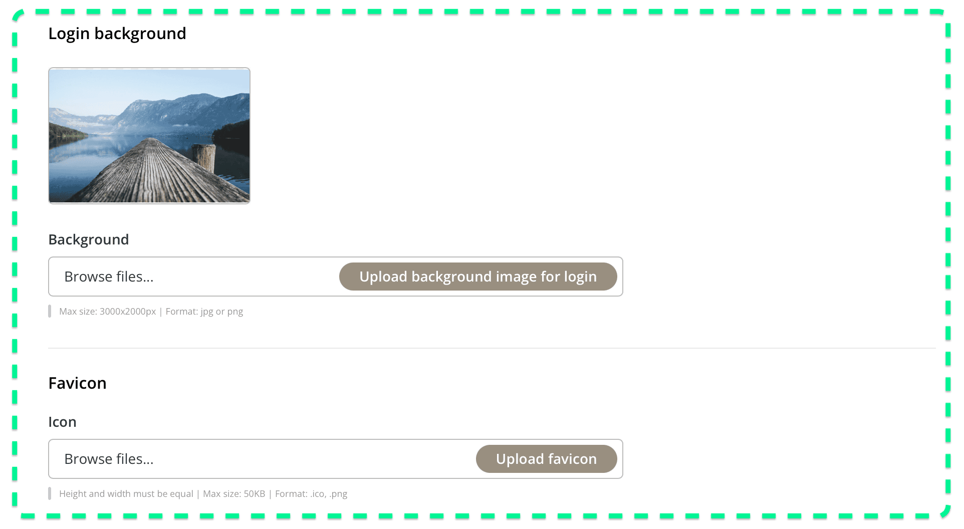 Kontainer background image and favocim settings
