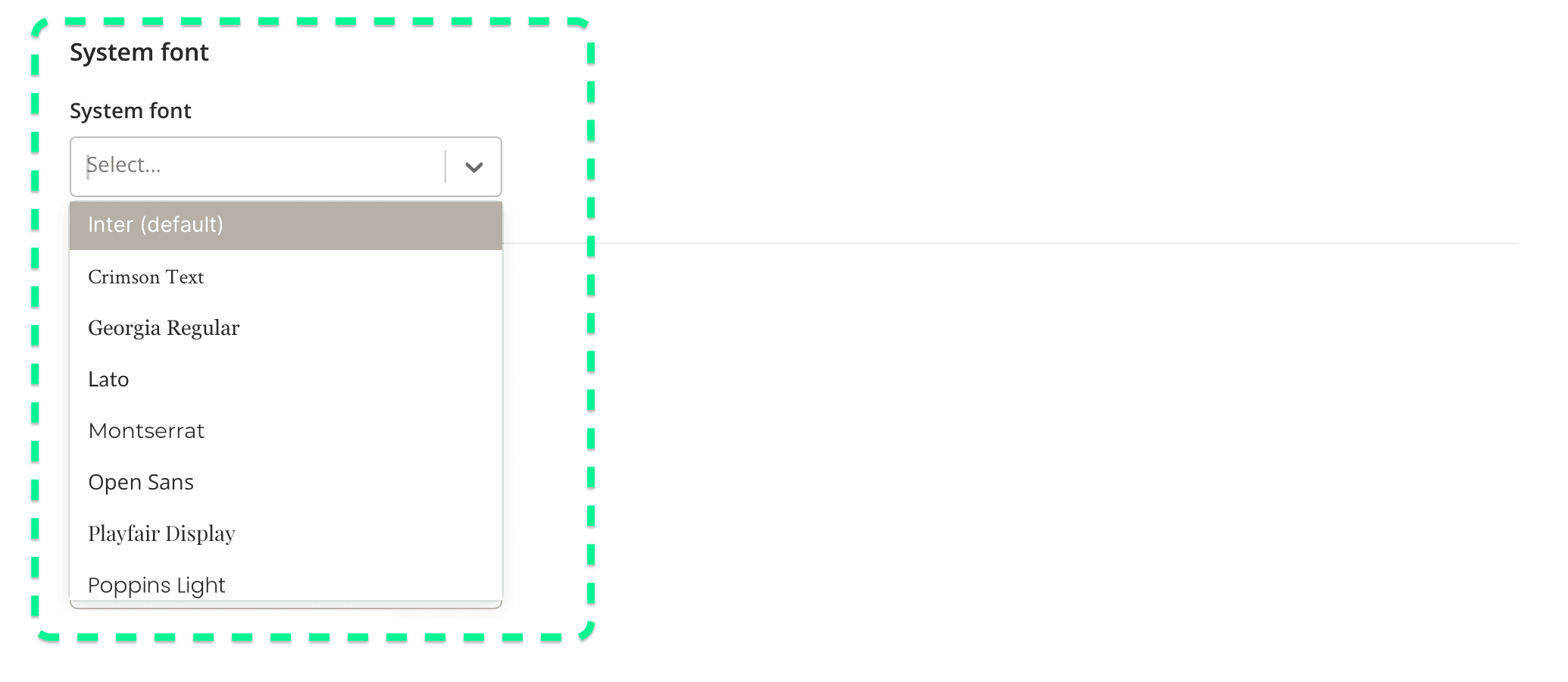 Kontainer system font settings