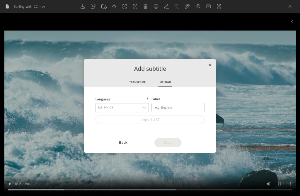 Add CC to videos with Kontainer DAM Video Streaming Tool